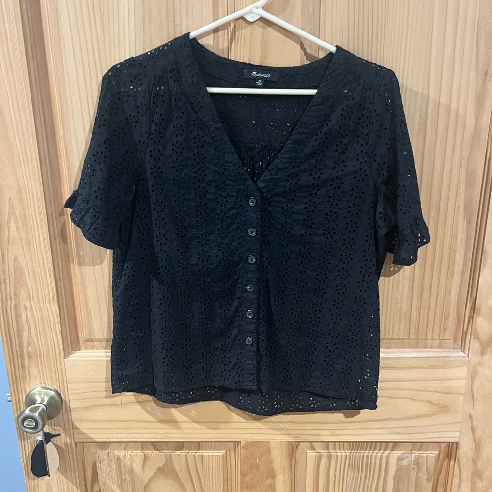 Madewell Black Eyelet Blouse